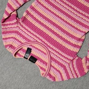 Y2K AXCESS Liz Claiborne Striped Chunky Woven Pink Sweater